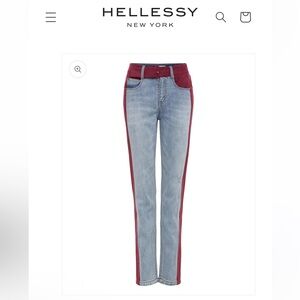 Hellessy Women's Blue Jeans with Red Stripe size 6